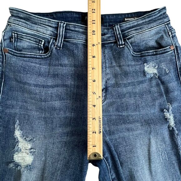 Judy Blue Womens Medium Wash High Rise Distressed Boyfriend Jeans 7/28 - Picture 5 of 9